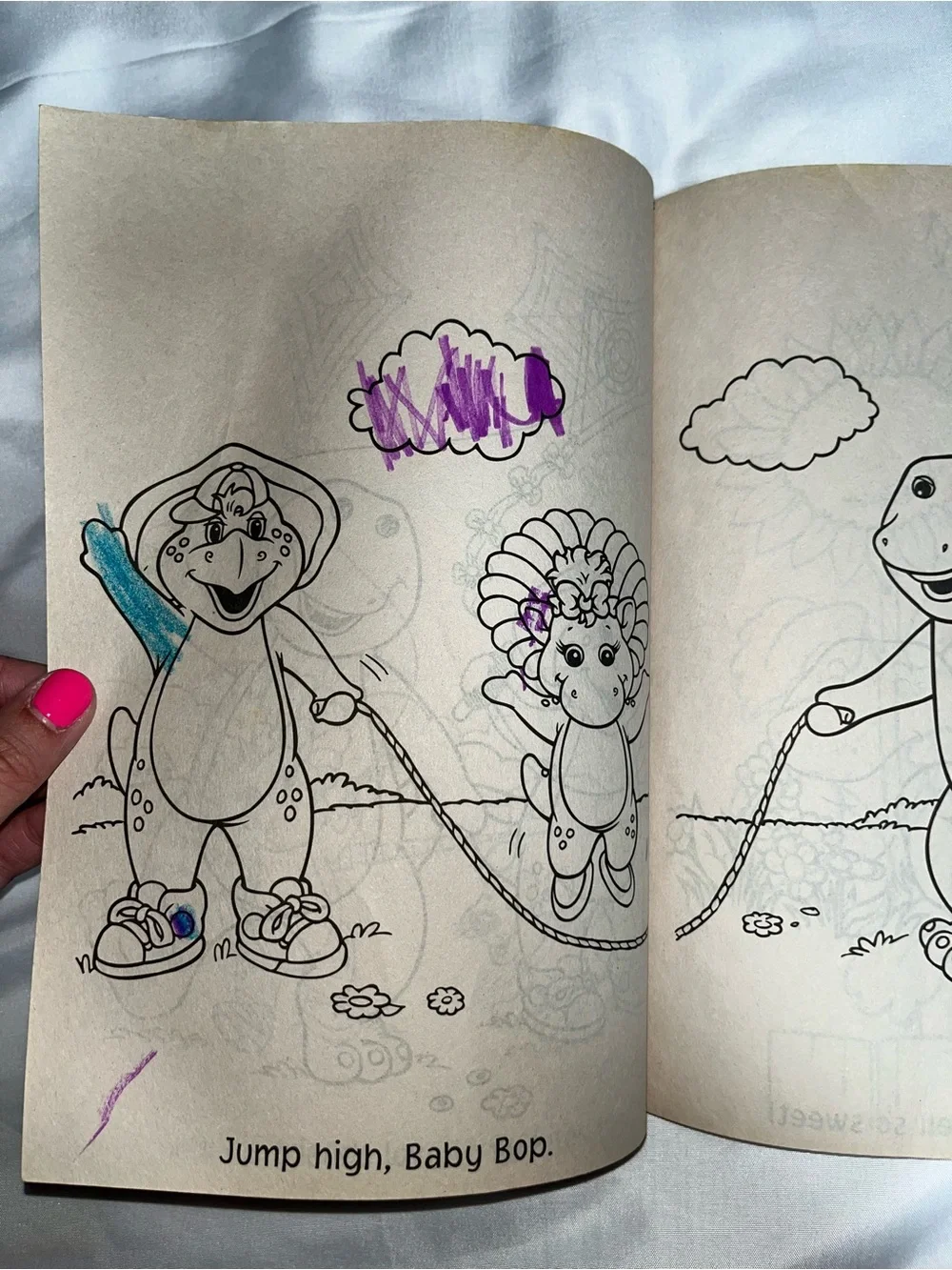 Vintage 1998 Barney All Year Long Big Best Color & Read Coloring Book
